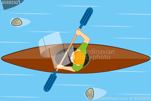 Image of Persons in kayak sails on river type overhand