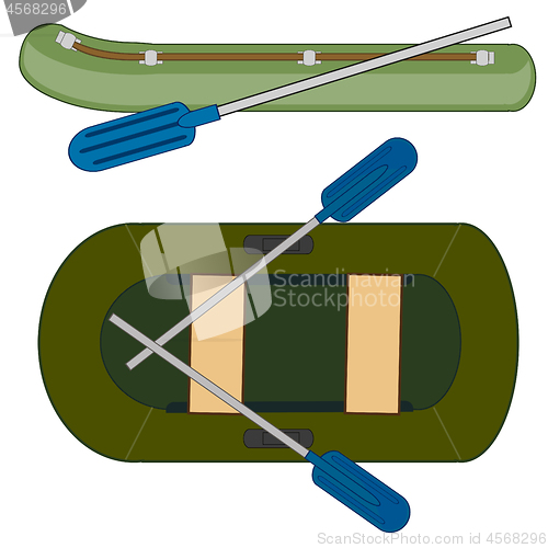 Image of Vector illustration of the pneumatic boat with oar