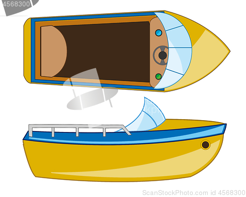 Image of Transport facility motorboat on white background is insulated