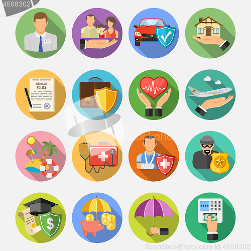 Image of Insurance Flat Icons Set