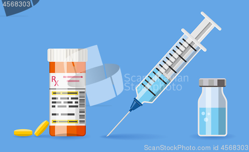 Image of Plastic Medical Syringe and Vaccine Vial Icon