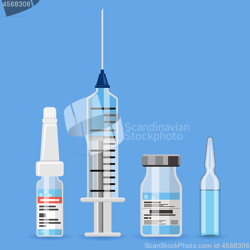 Image of Plastic Medical Syringe and Vaccine Vial Icon