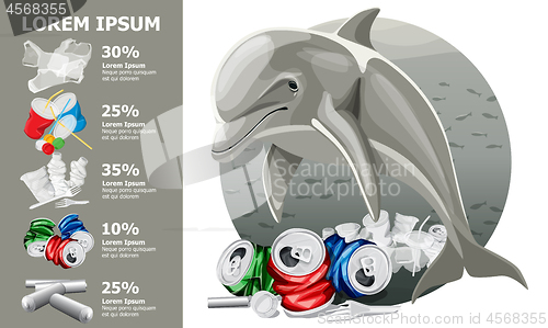 Image of Environment Pollution Illustration And Dolphin