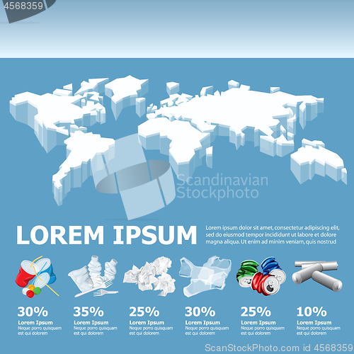 Image of Vector Info Chart Or Infographics With Iceberg World Map