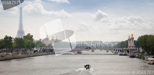 Image of View of bridge Alexander III and Eiffel tower