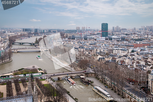 Image of aerial view of Paris and Seine river