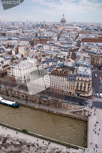 Image of aerial view of Paris and Seine river