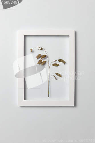 Image of Floral frame with natural organic leaf on a light background.