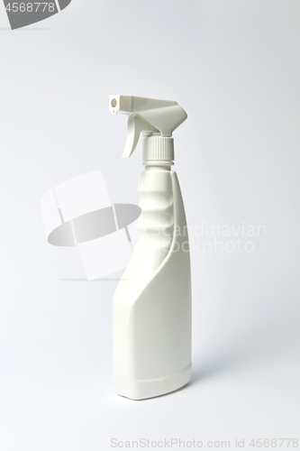 Image of Spray plastic detergent bottle on a light background, mock up.