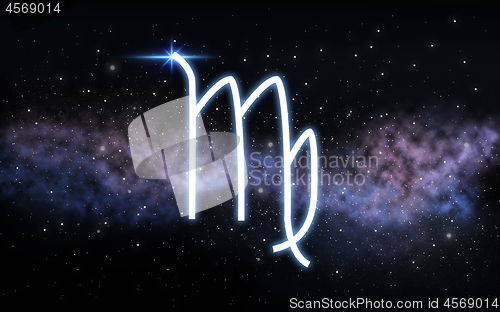 Image of virgo zodiac sign over night sky and galaxy