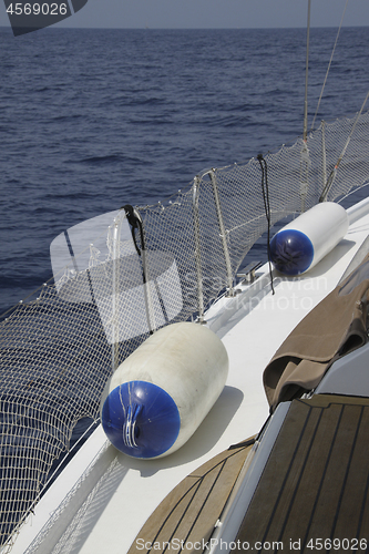 Image of On the deck of sailing boat