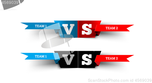 Image of Versus design on white. Blue team versus red team. VS fight vector illustration for poster, infographics, etc.