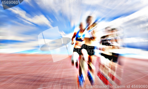 Image of Young female athletes competing in the race