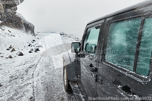 Image of Car on Icelandic snowy terrain