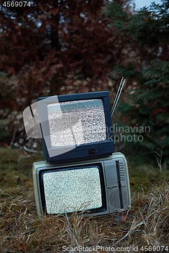 Image of TV no signal in grass