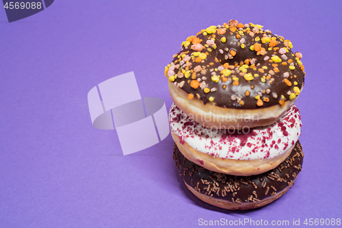 Image of Macro shot of stack of donuts