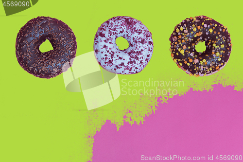 Image of Top view to the donuts