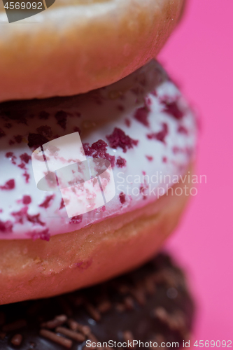 Image of Macro shot of stack of donuts