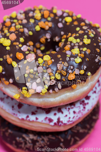 Image of Macro shot of stack of donuts