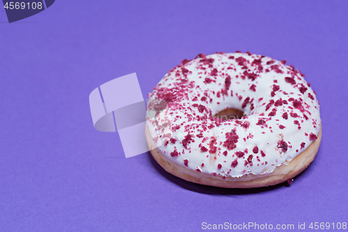 Image of Macro shoot of donut on blue