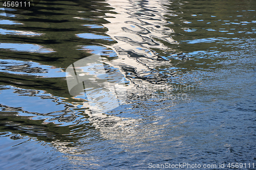 Image of Reflection of the coast on the surface of the water 
