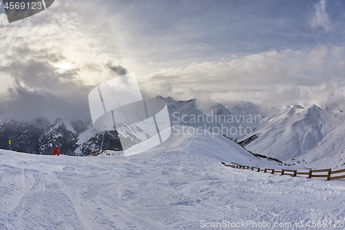 Image of Skiing landscapes in the Alps in winter