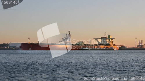 Image of Huge Oil Tanker in Dock