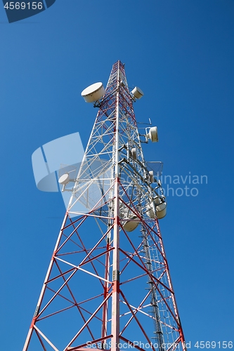 Image of Transmitter towers, blue sky