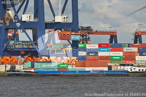 Image of Loading containers on a ship