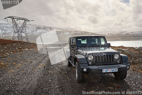 Image of Jeep Wrangler on Icelandic terrain