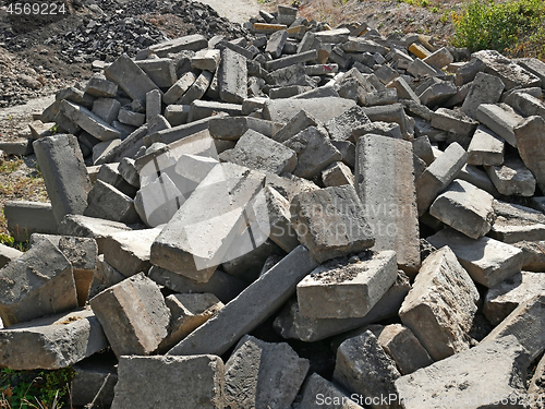 Image of Large pile of used concrete blocks