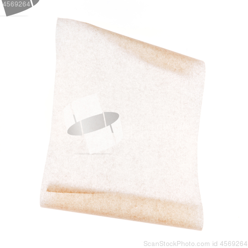 Image of Parchment culinary paper, mock up for recipe on a white background.