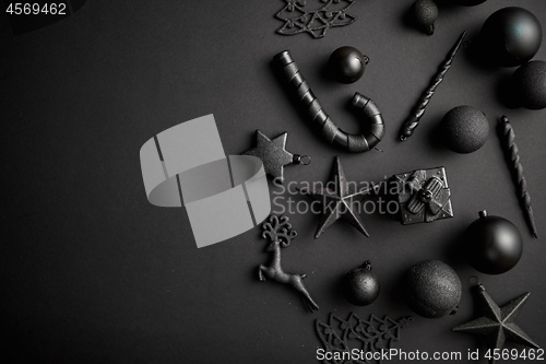 Image of Christmas minimalistic and simple composition in mat black color