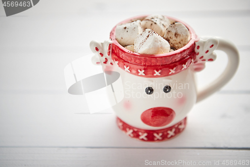 Image of Tasty homemade christmas hot chocolate or cocoa with marshmellows