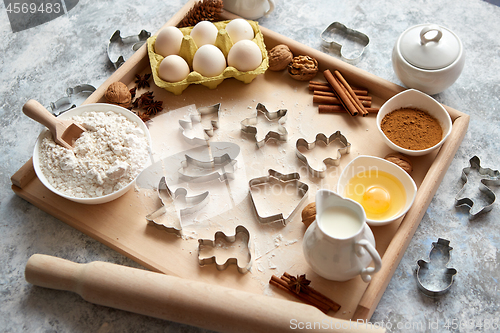 Image of Delicious fresh and healthy ingredients for Christmas gingerbrea