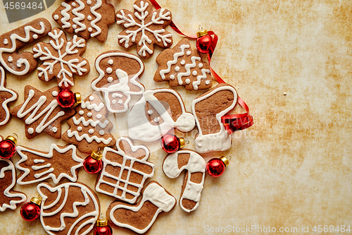 Image of Christmas cookies compostion on table. With small balls.