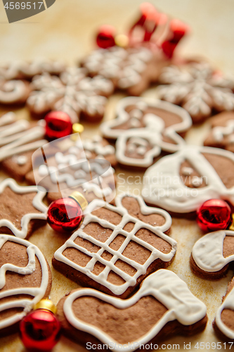 Image of Christmas cookies compostion on table. With small balls.