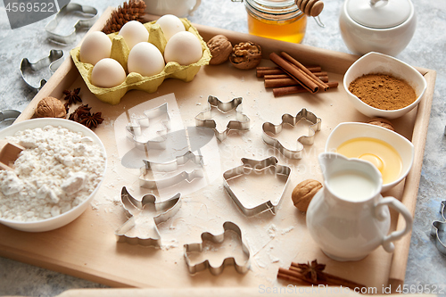 Image of Delicious fresh and healthy ingredients for Christmas gingerbread