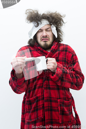 Image of Man with flu and fever