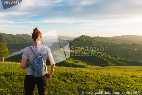 Image of Woman in Altai mountain