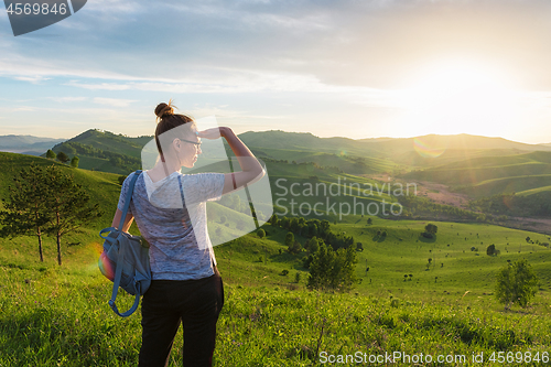 Image of Woman in Altai mountain