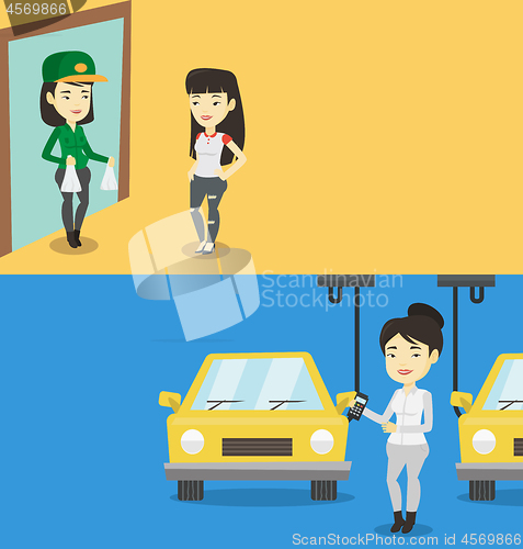 Image of Two industrial banners with space for text.