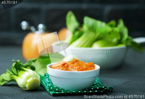 Image of pak choi with sauce