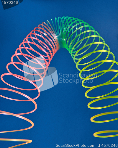 Image of Stretching slinky toy in the shape of parabola.