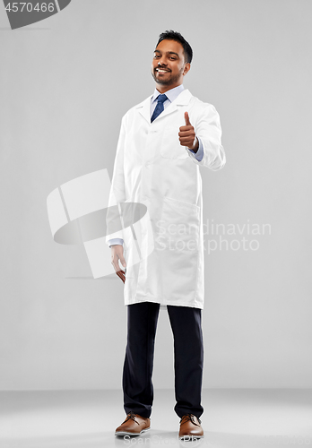 Image of indian doctor or scientist showing thumbs up