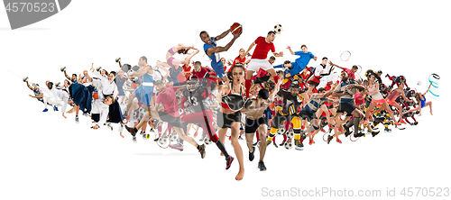 Image of Sport collage about kickboxing, soccer, american football, basketball, ice hockey, badminton, taekwondo, tennis, rugby