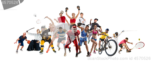 Image of Sport collage about kickboxing, soccer, american football, baske