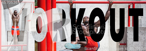 Image of Athlete doing exercises at stadium