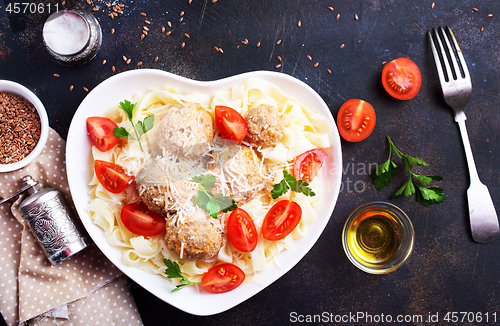 Image of pasta with meatballs