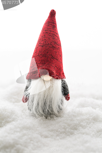 Image of Traditional imp in the snow on white background